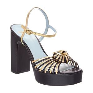 Valentino Vlogo Coeur Leather 100 Sandal, Black